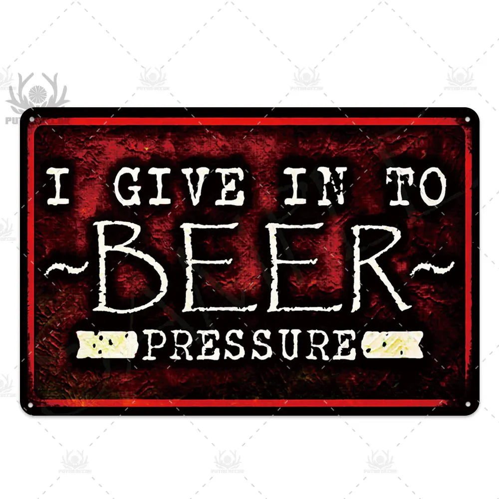 Funny Beer Metal Sign Plaque Vintage Pub Tin Wall Decor Several Styles, for Bar Man Cave Hand Painted Technique US Warehouse