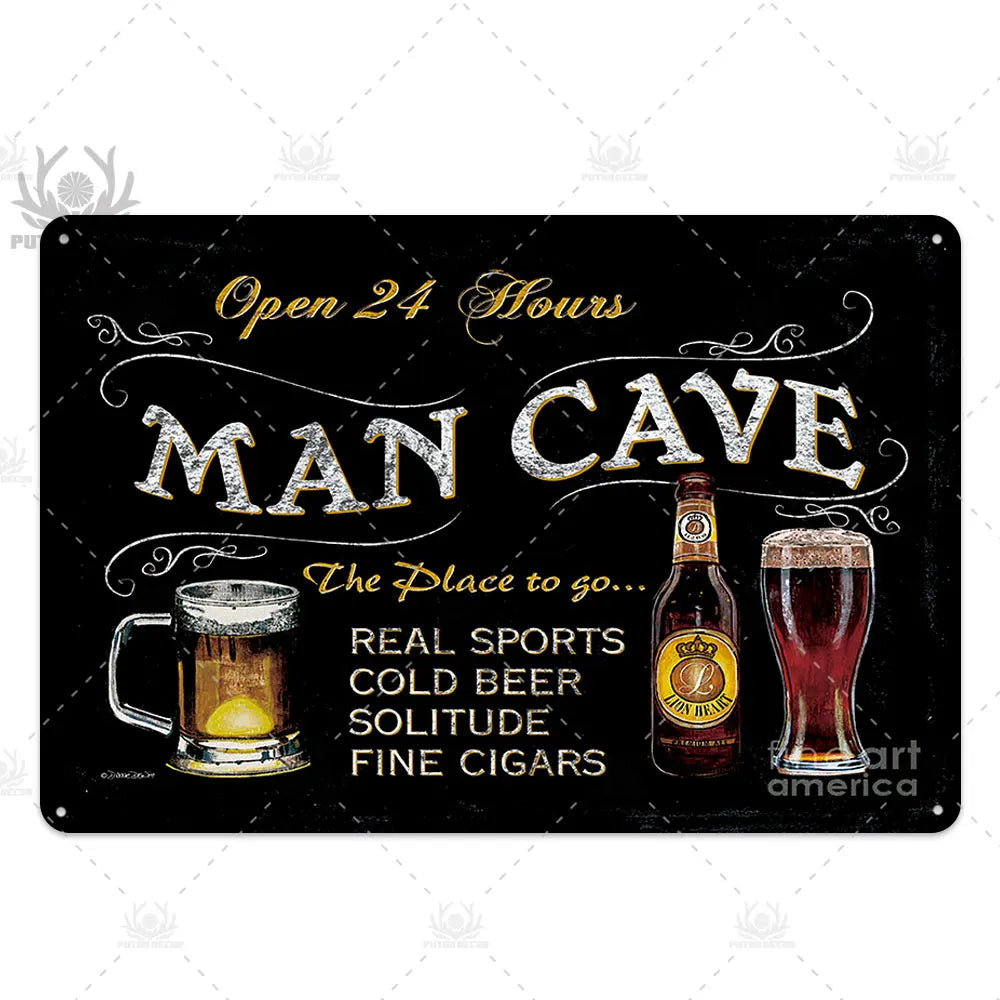 Funny Beer Metal Sign Plaque Vintage Pub Tin Wall Decor Several Styles, for Bar Man Cave Hand Painted Technique US Warehouse