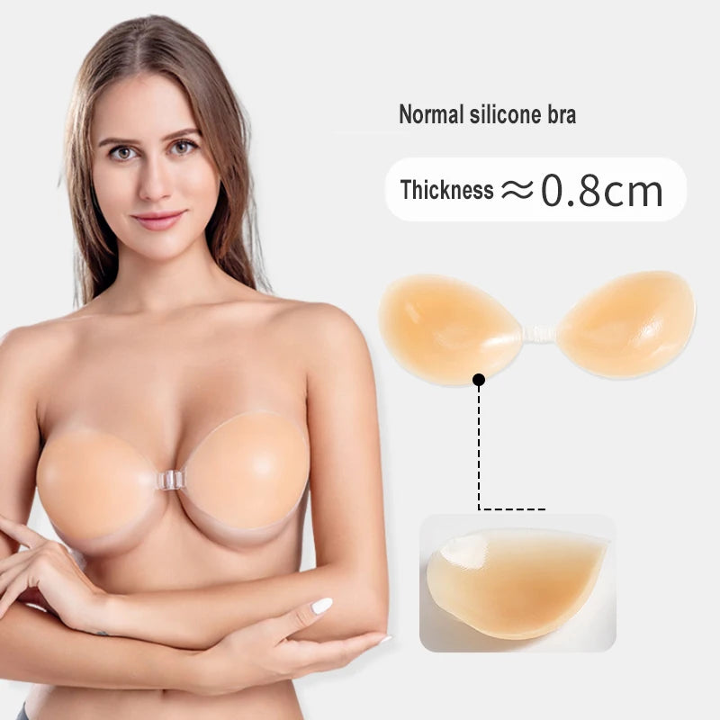 Silicone Bra Clear Straps Cooling Comfort Breathable Summer Wear Invisible Push-up Support for Women Hot Weather Backless Dress