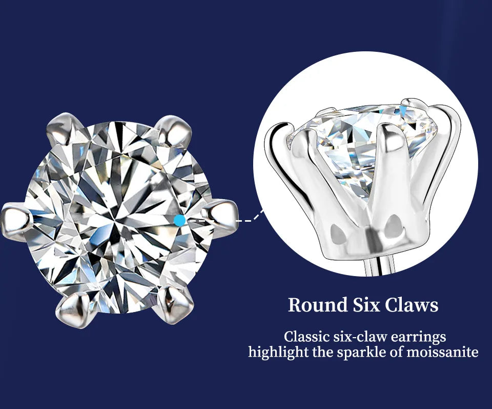 New Arrival 0.5 Carat Moissanite Gemstone Stud Earrings for Women Solid 925 Sterling Silver D Color Solitaire Fine Jewelry