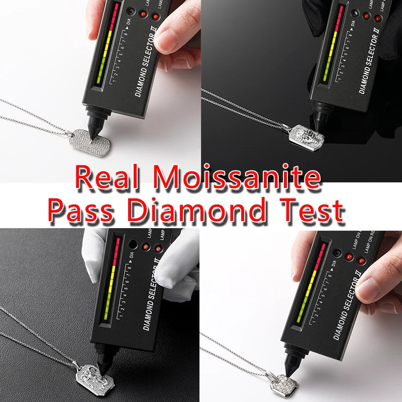 Streamline Tag With Pave Moissanite Diamonds Tag Pendant Real 925 Sterling Silver For Women Men Fine Jewelry Accessories Gift
