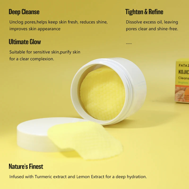 OEM Best Selling Facial Cleaning  Exfoliation Whitening Turmeric Kojic Acid Turmeric Kojic Pads 50 Tablets Cleansing Cotton