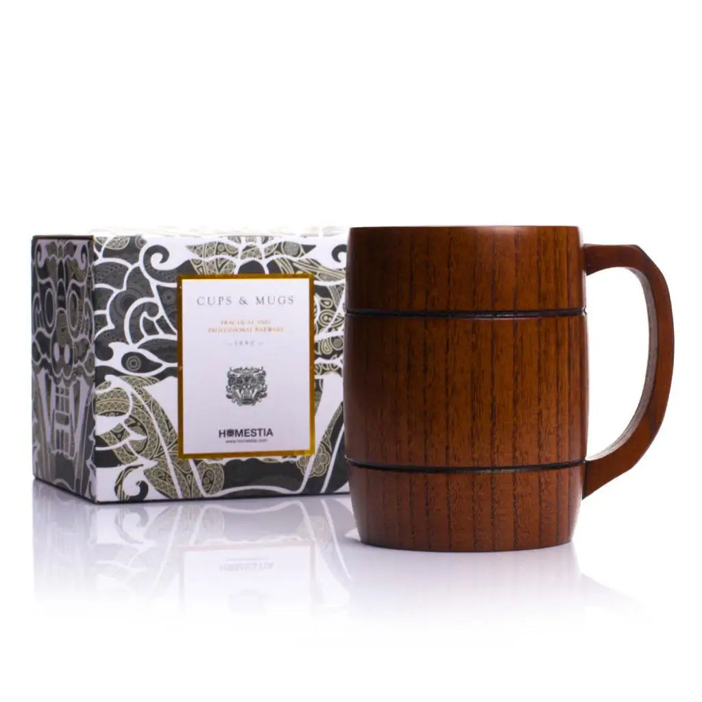 Wood Mug Wooden Coffee Beer Mugs Wood Cup Handmade Tea Cup With Handle For Coffee Milk Tea Drinks, Travel Outdoor Camping Use