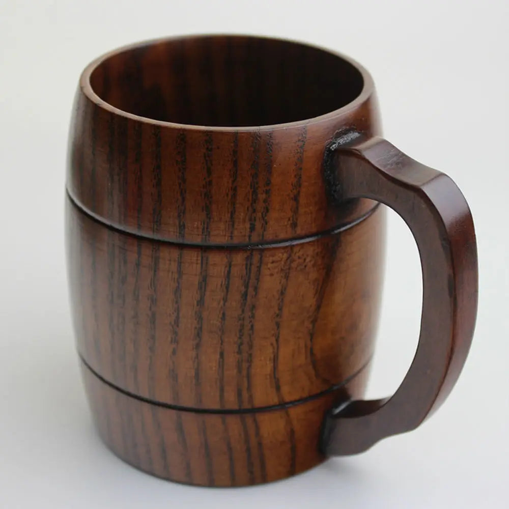 Wood Mug Wooden Coffee Beer Mugs Wood Cup Handmade Tea Cup With Handle For Coffee Milk Tea Drinks, Travel Outdoor Camping Use