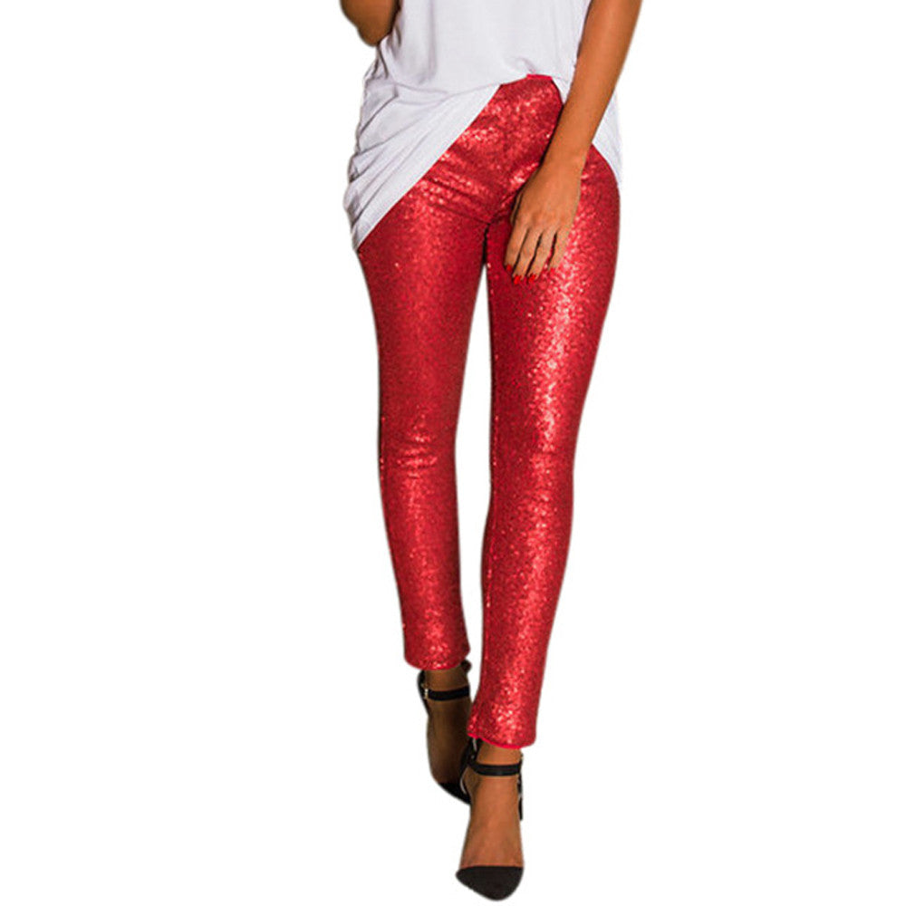 Women's Skinny Leggings Fashoin Sequined Stitching Trousers Party Clubwear Leggins slim  Hip Lifting Long Pants Lady Streetwear