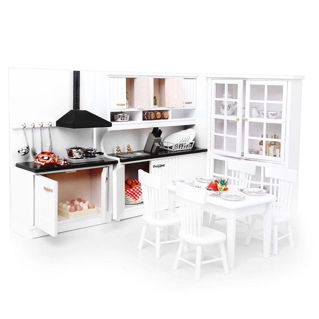 Miniature 1/12 Dollhouse Kitchen Set Dining Room Furniture Kit
