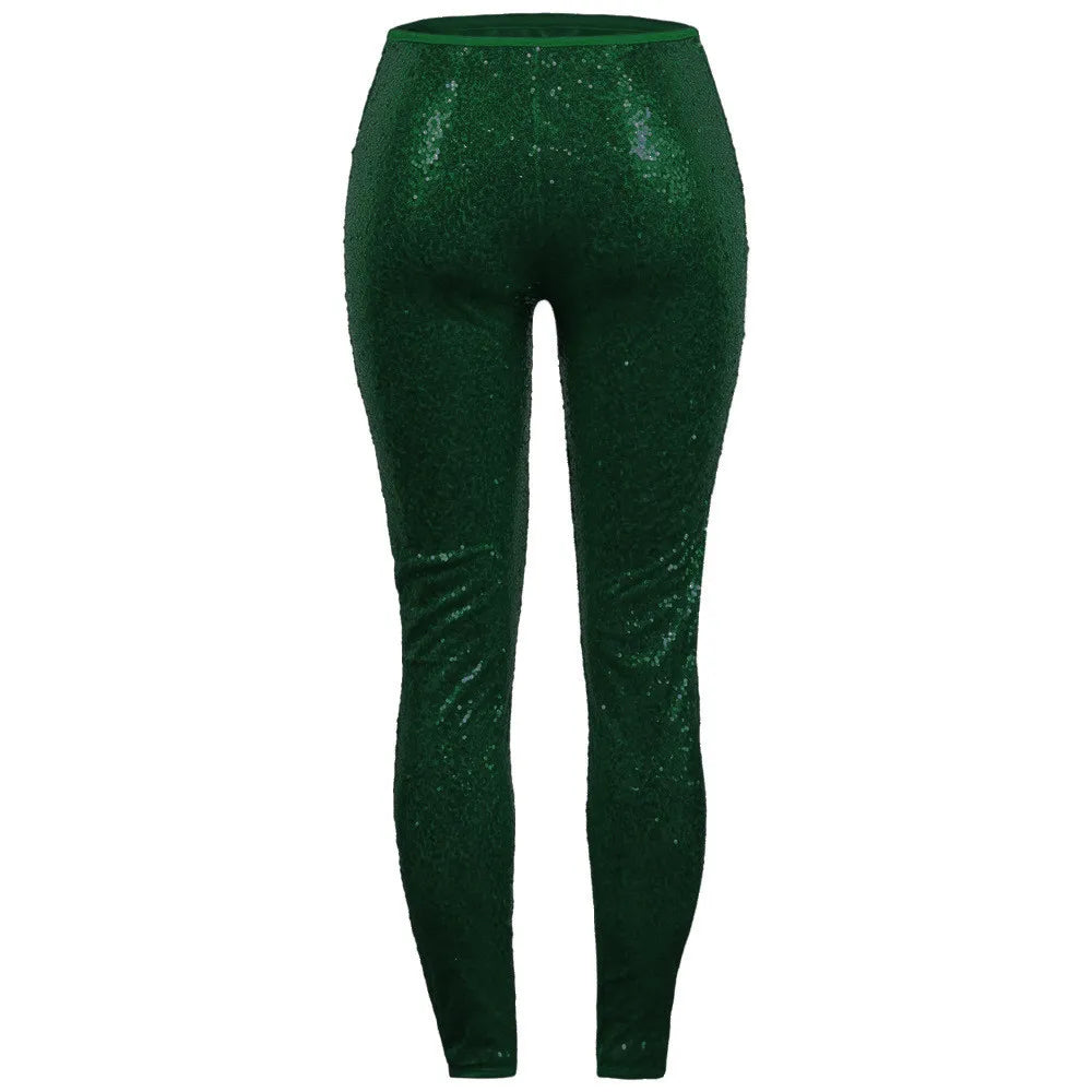 Women's Skinny Leggings Fashoin Sequined Stitching Trousers Party Clubwear Leggins slim  Hip Lifting Long Pants Lady Streetwear