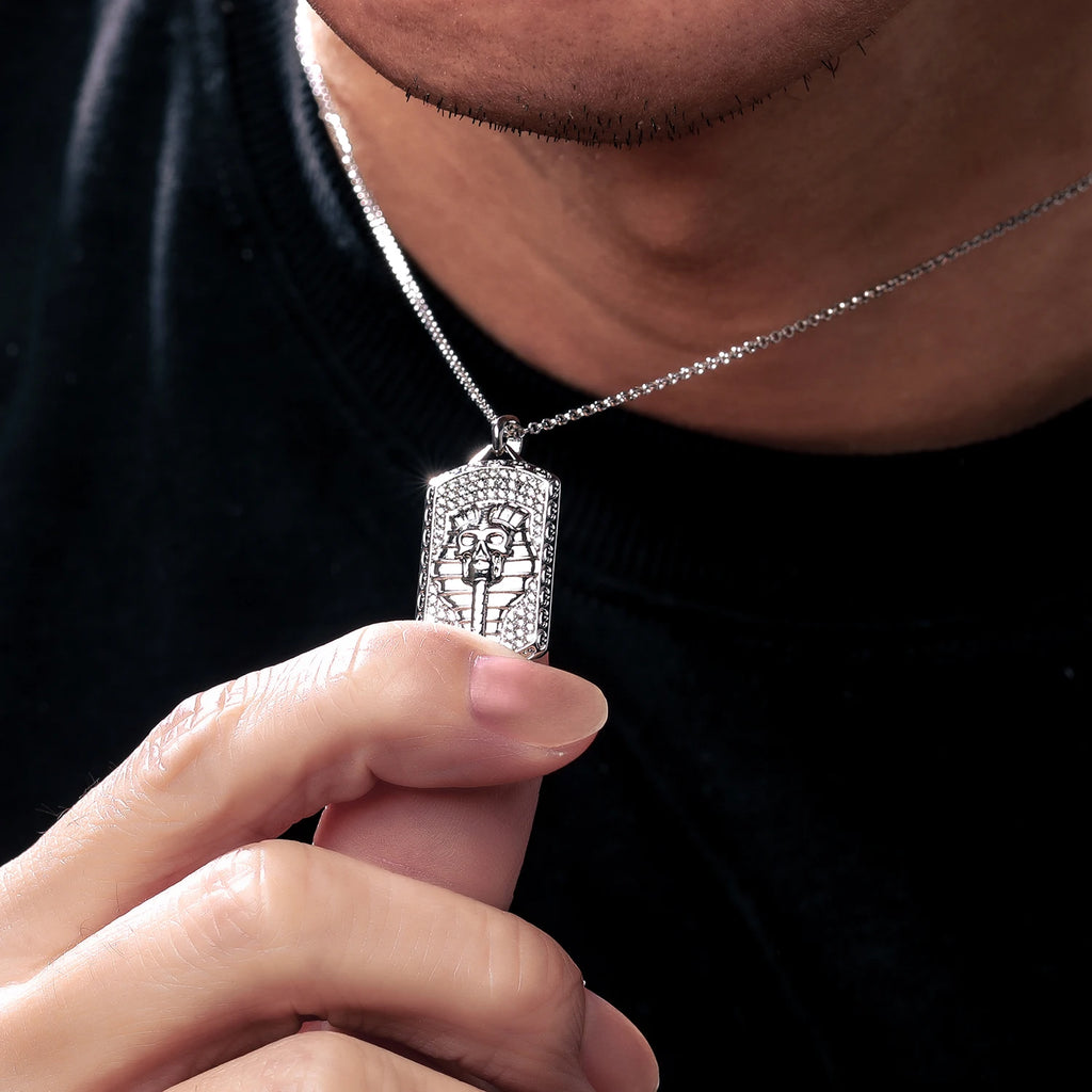 Streamline Tag With Pave Moissanite Diamonds Tag Pendant Real 925 Sterling Silver For Women Men Fine Jewelry Accessories Gift