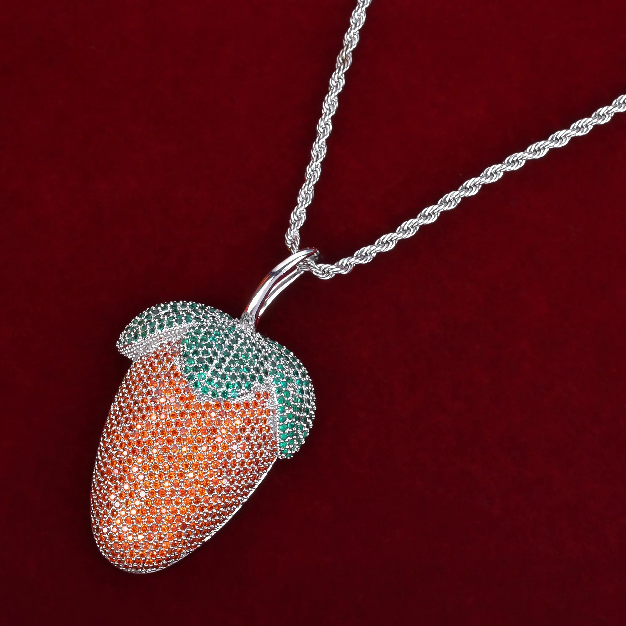 Strawberry Shaped Pendant Necklace for Women Hip Hop Rock Street Jewelry