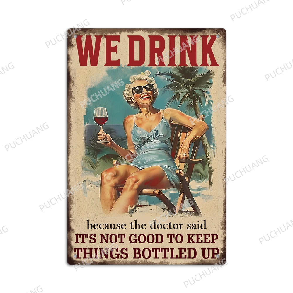 Funny Beer Metal Sign Plaque Vintage Pub Tin Wall Decor Several Styles, for Bar Man Cave Hand Painted Technique US Warehouse