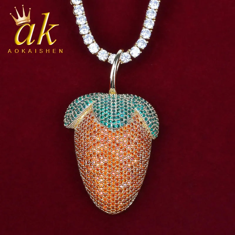 Strawberry Shaped Pendant Necklace for Women Hip Hop Rock Street Jewelry