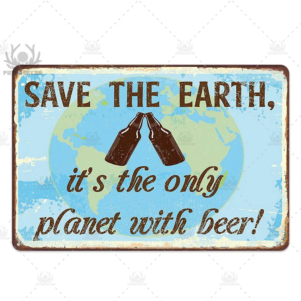 Funny Beer Metal Sign Plaque Vintage Pub Tin Wall Decor Several Styles, for Bar Man Cave Hand Painted Technique US Warehouse