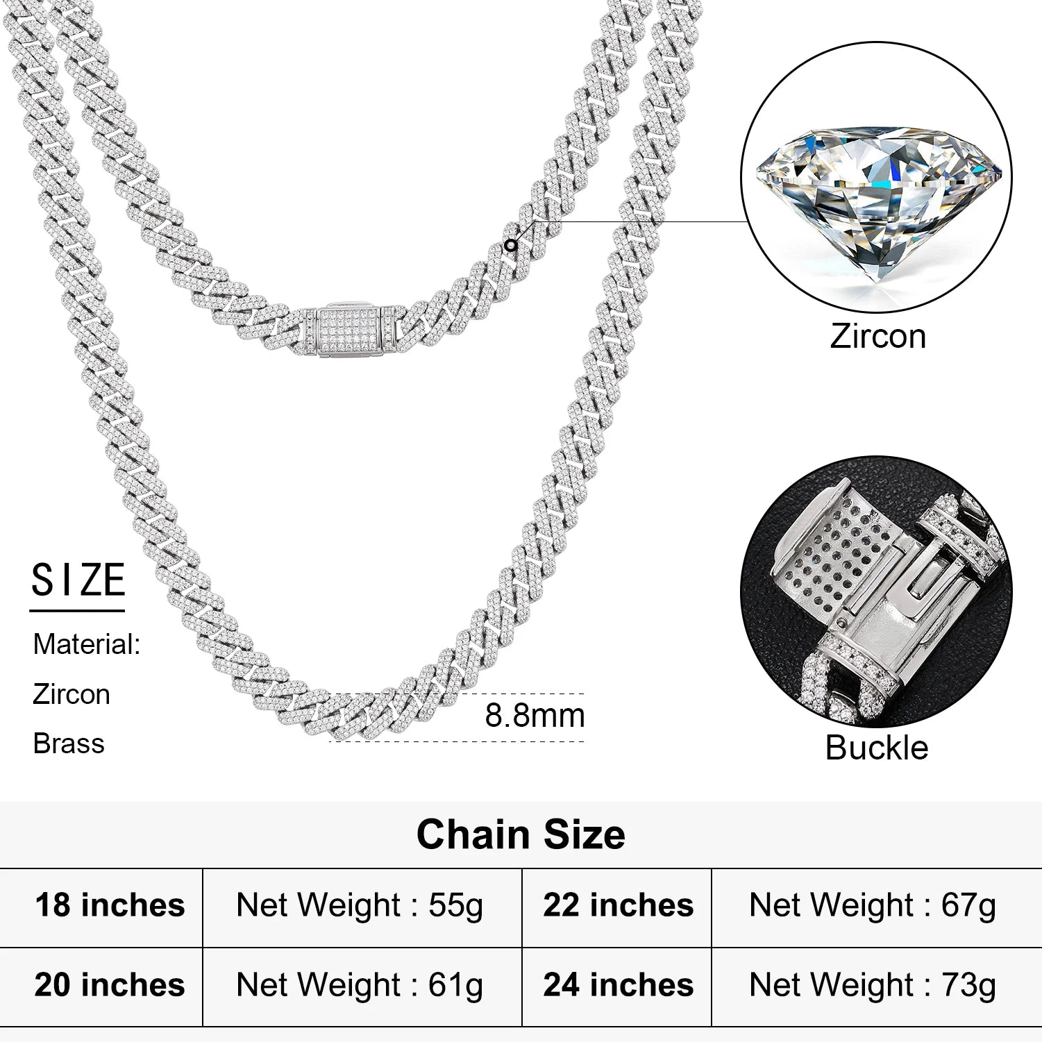 9mm 2 Row Crystal Micro Pave Iced Out CZ Miami Curb Cuban Link Necklaces Chains Bling Jewelry Fashion Hip Hop For Women Men Gift