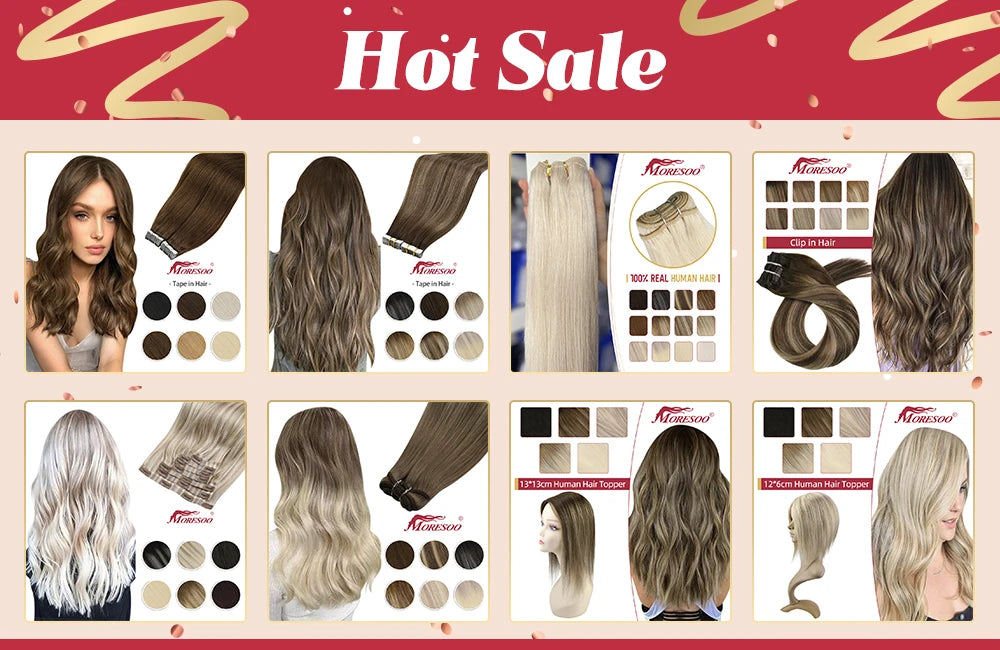 Moresoo Tape in Hair Extensions Black Hair Natural Straight Real Remy Hair Tape Adhesive 100% Human Hair Extensions Tape in