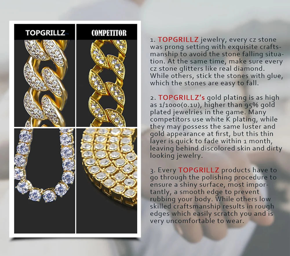 TOPGRILLZ Eye of Horus Pendant Necklace With Tennis Chain Gold Color Iced Out Cubic Zirconia Hip Hop Rock Fashion Jewelry Gift
