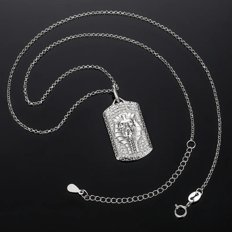 Streamline Tag With Pave Moissanite Diamonds Tag Pendant Real 925 Sterling Silver For Women Men Fine Jewelry Accessories Gift