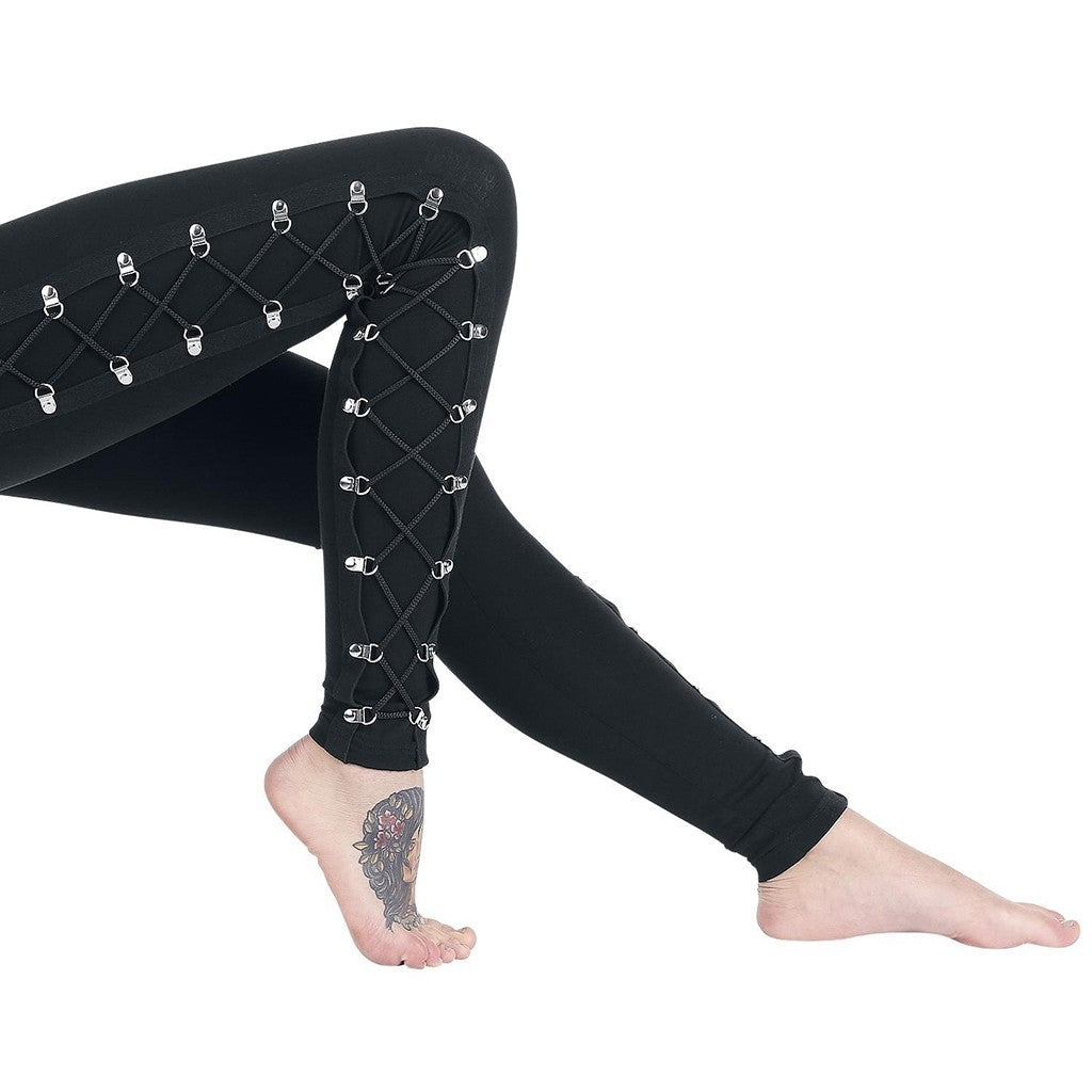 Gothic Leggings Black Vintage Women Punk Lace Up Bottoms Steampunk Pants Leggins Mujer Women Long Pencil Pants Trousers лосины