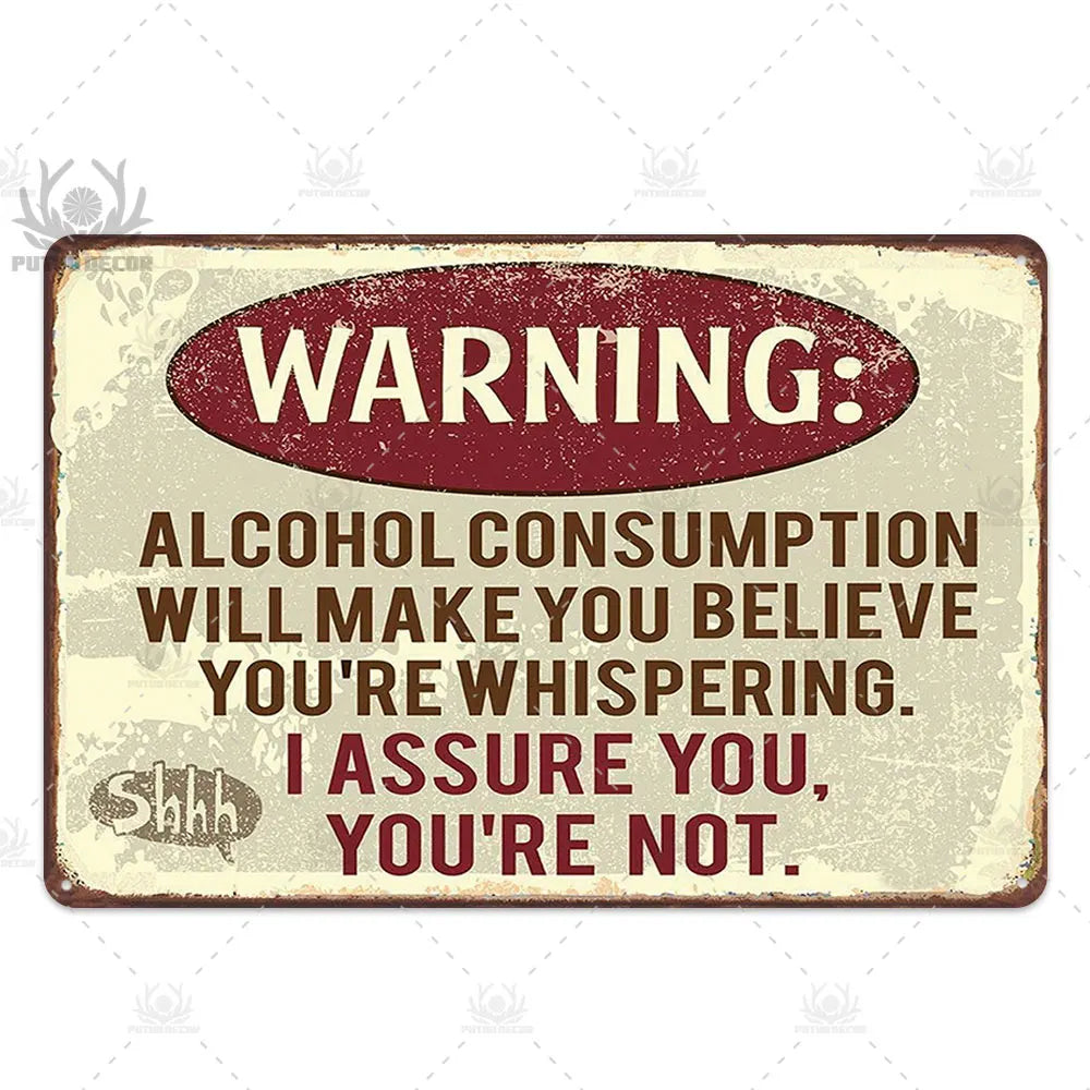 Funny Beer Metal Sign Plaque Vintage Pub Tin Wall Decor Several Styles, for Bar Man Cave Hand Painted Technique US Warehouse