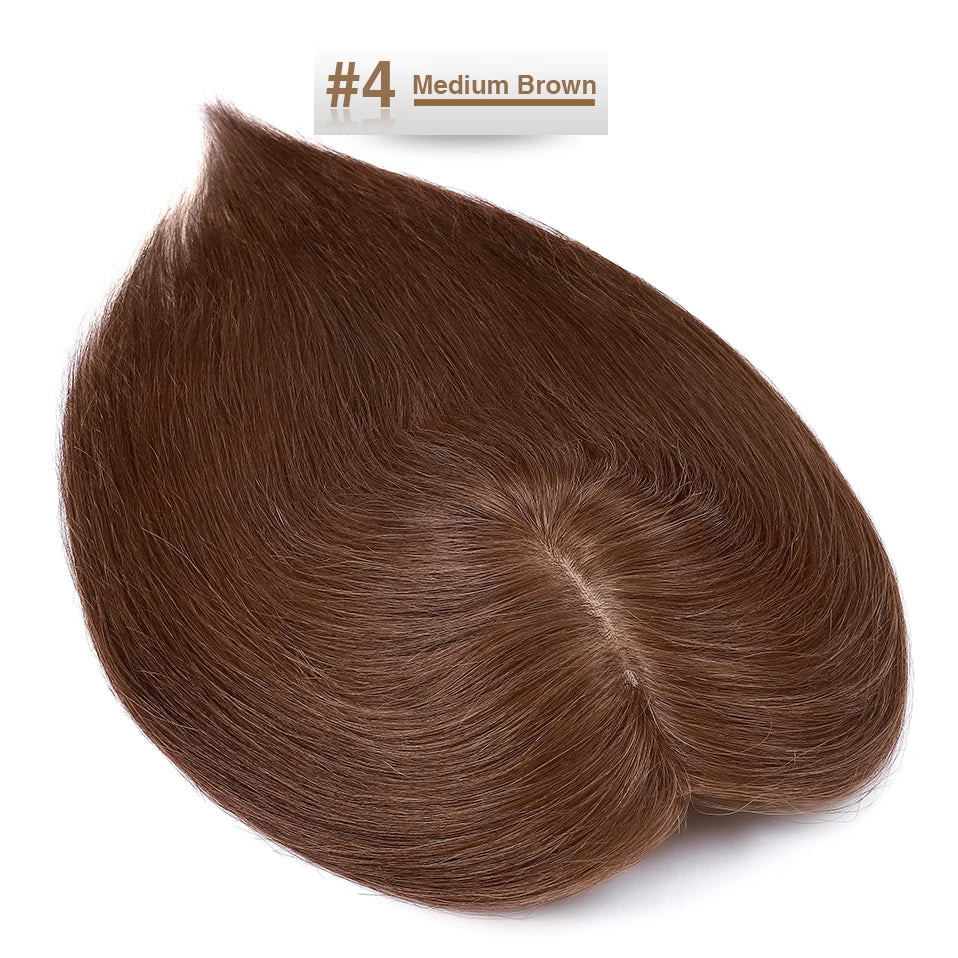 S-noilite 15x16cm Silk Top Hair Toppers Human Hair Silk Base Scalp Topper Wigs 5 Clips In Hair Extension Natutal Hair Piece