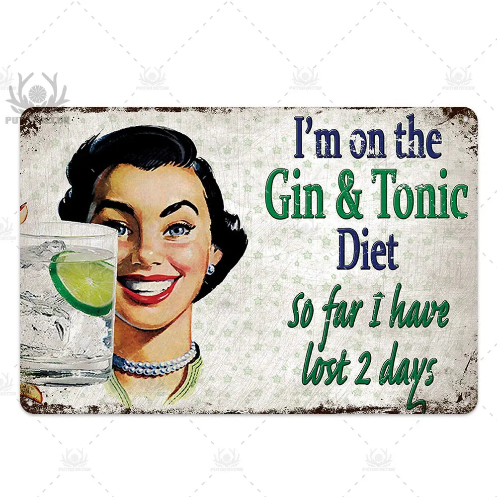 Funny Beer Metal Sign Plaque Vintage Pub Tin Wall Decor Several Styles, for Bar Man Cave Hand Painted Technique US Warehouse