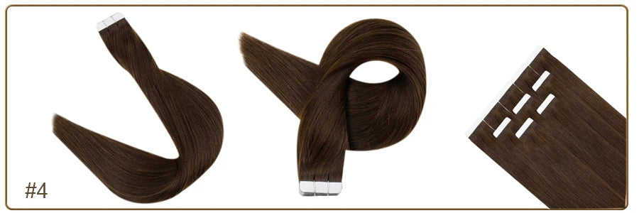 Full Shine Tape in Human Hair Extensions 20pcs Adhesive Skin Weft Pure Solid Color Glue on Woman Hair Machine Made Remy
