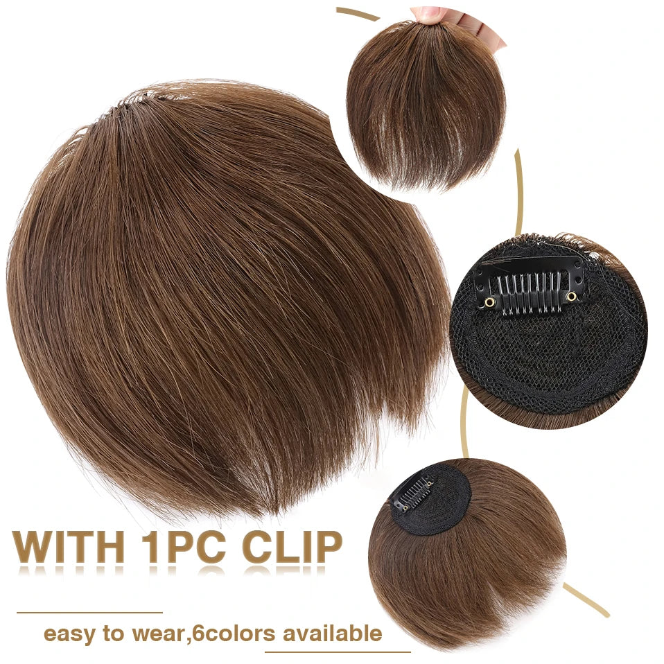 S-noilite 8g Natural Hair Bangs Fringe Human Hair Bangs Wig Human Hair Clip in Extensions Irregular Fringe Hairpiece For Women