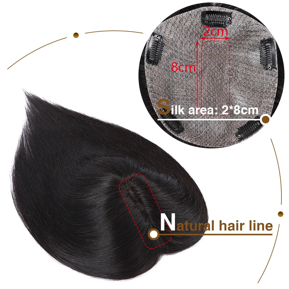 S-noilite 15x16cm Silk Top Hair Toppers Human Hair Silk Base Scalp Topper Wigs 5 Clips In Hair Extension Natutal Hair Piece