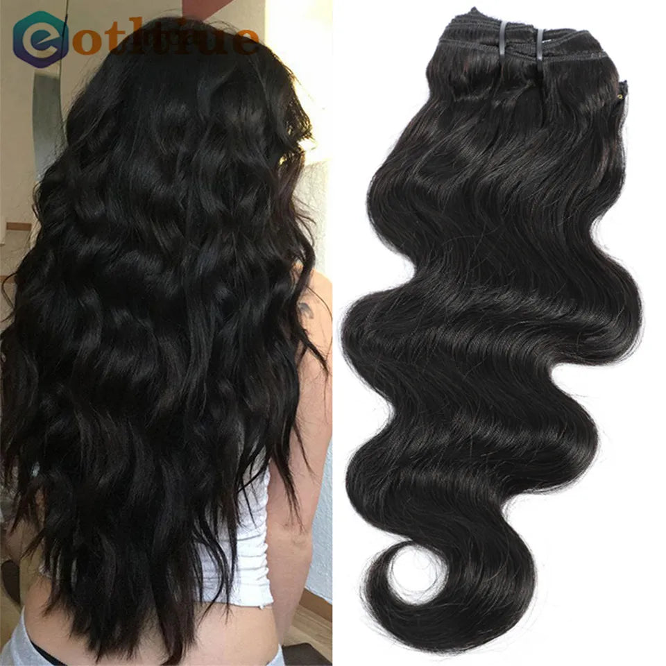 Body Wave Clip in Hair Extension Human Hair Natural Black Wavy Clip in Hair Extensions for Women 8pcs 120g/set Hair Accessorieen