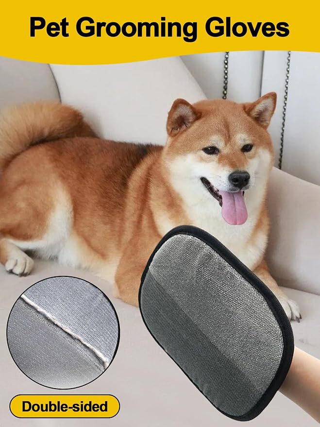 Pet Hair Removal Tool Reusable Static Removal Gloves, Double-Sided Grooming Gloves for Pets, Removes Pet Fur Hair for Carpets