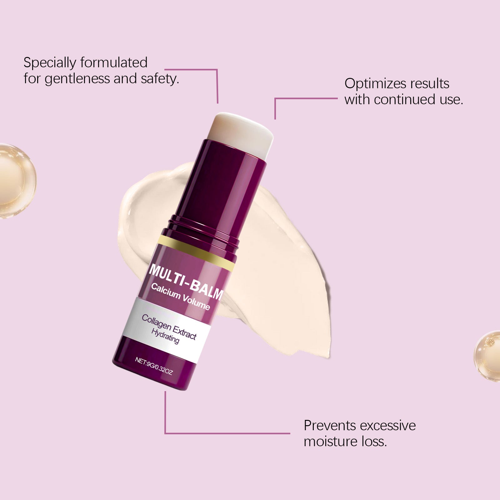 Anti-Aging Calcium Multi Balm Hydrating Firming Volume Soothing Dryness Repair Brighten Skin Tone Deep Moisturizing Cream Stick