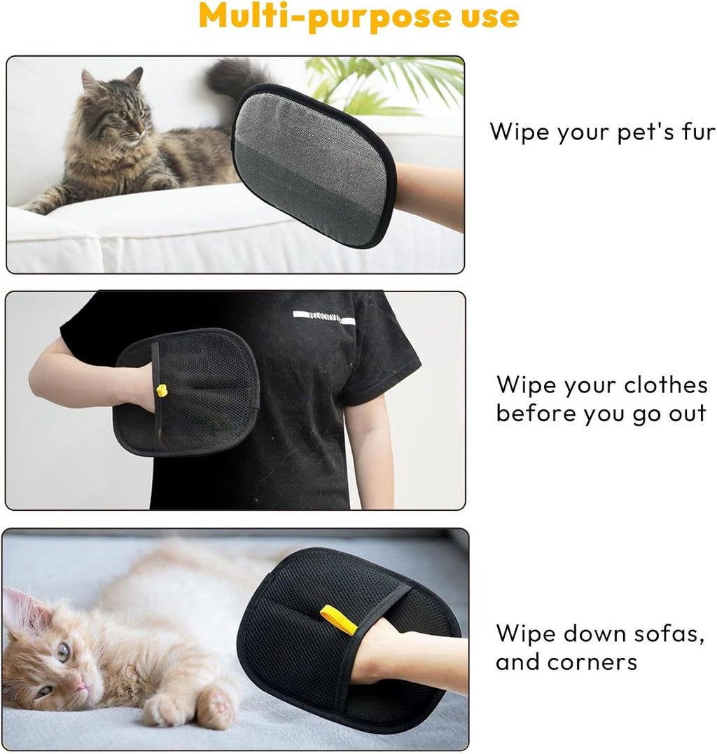 Pet Hair Removal Tool Reusable Static Removal Gloves, Double-Sided Grooming Gloves for Pets, Removes Pet Fur Hair for Carpets