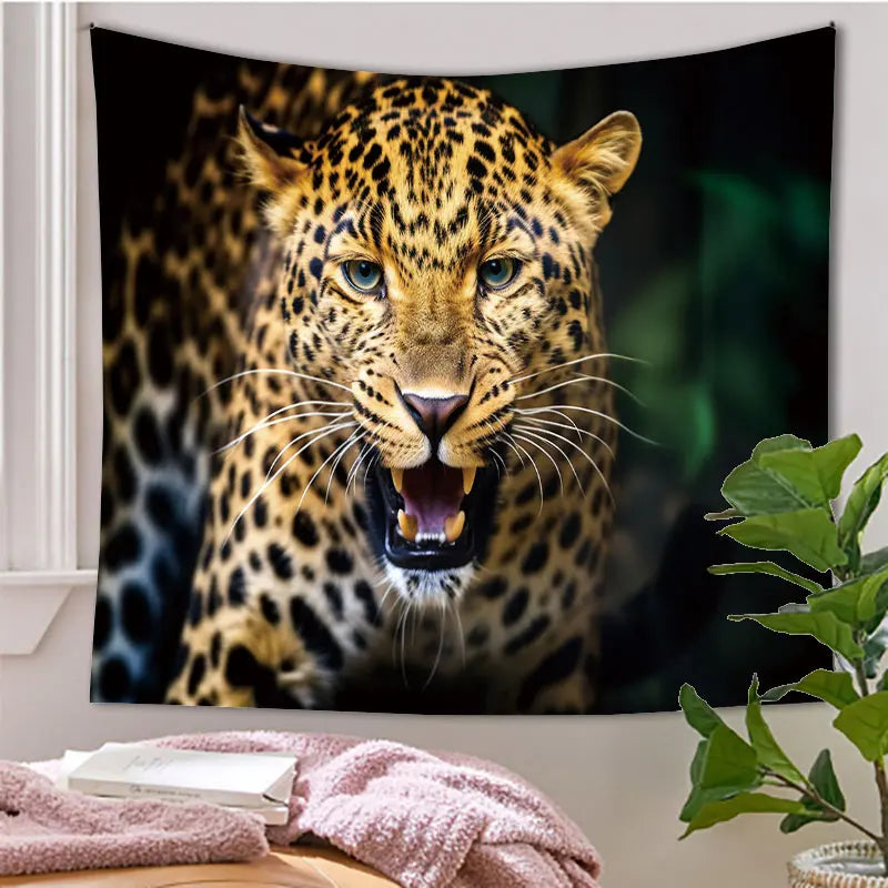 Animal Leopard Waterfall Tapestry Wall Art Floral  Wall Hanging Home House  Bedroom Decor For 2023 Tapiz Y2k Arazzi