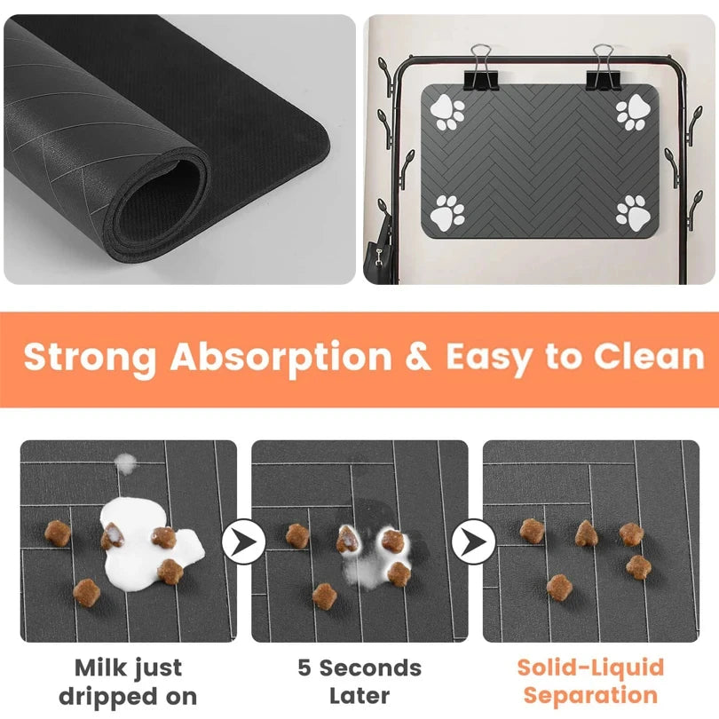 Pet Feeding Dropshipping Pet Placemat for Food and Water Bowl, with Waterproof Rubber Backing, Quick Dry Water Mat for Dog Cat