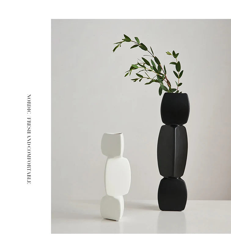 Modern minimalist vase decoration home Flower Arrangement Living Room Flowerpot Nordic minimalist decor black vase Art Ornaments