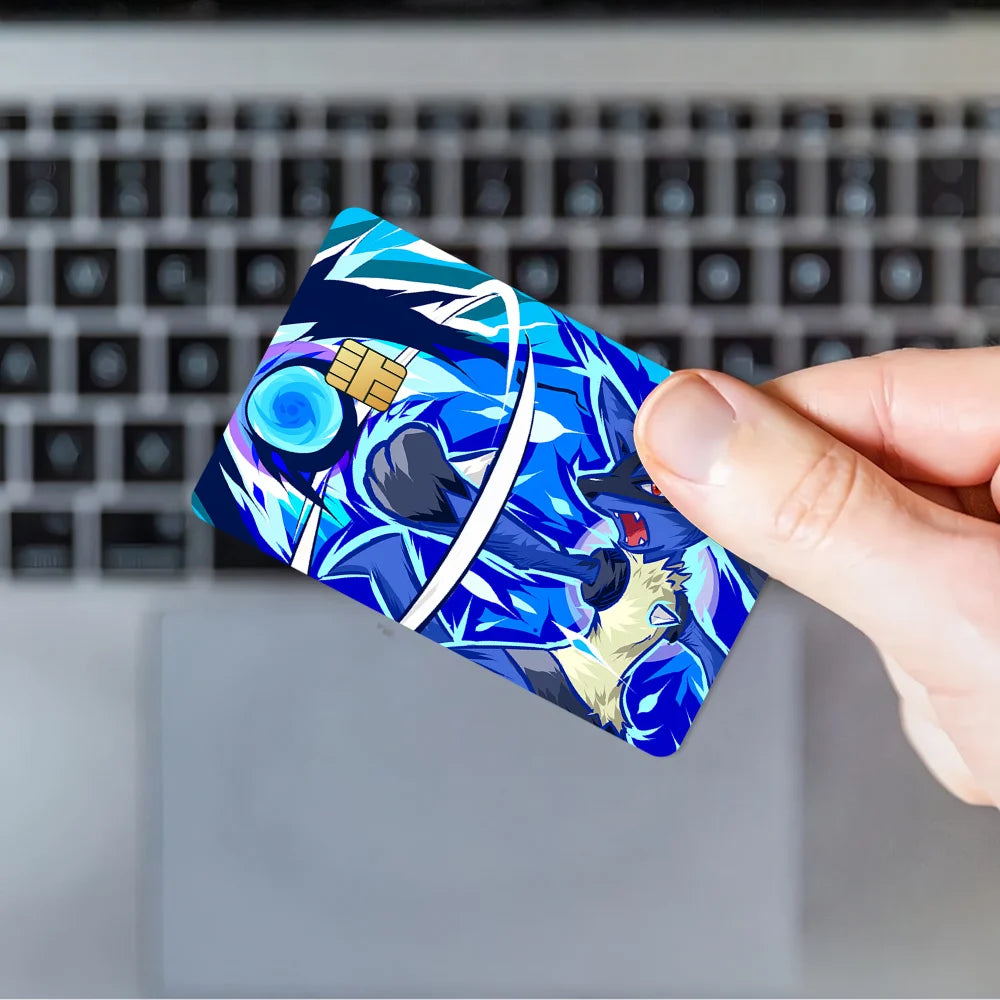 Cool Cartoon P-Pokemon L-Lucario Film Skin Cover Credit Card Stickers 4PCS Debit Front Decoration Bank Bus Pass Waterproof