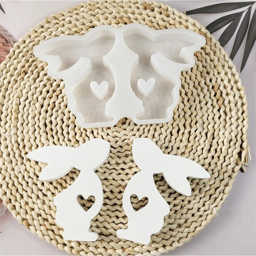 Easter Bunny Concrete Molds Cute Rabbit Gypsum Molds Plaster Mold for Easter Table Decor