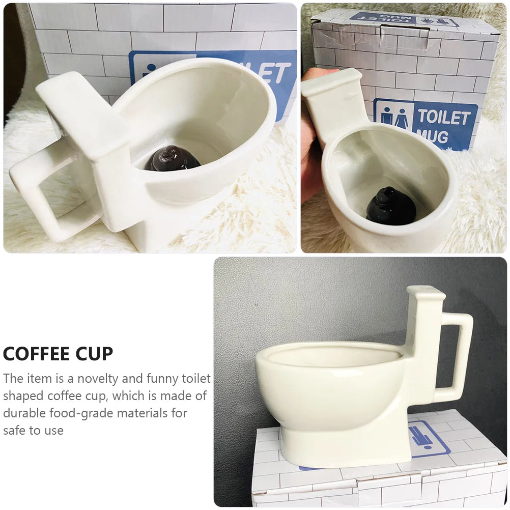 Toilet Coffee Mug Funny Ceramic Water Bottle Novelty Beer Cup Home Office Use Cartoon Design Easy Clean Polished