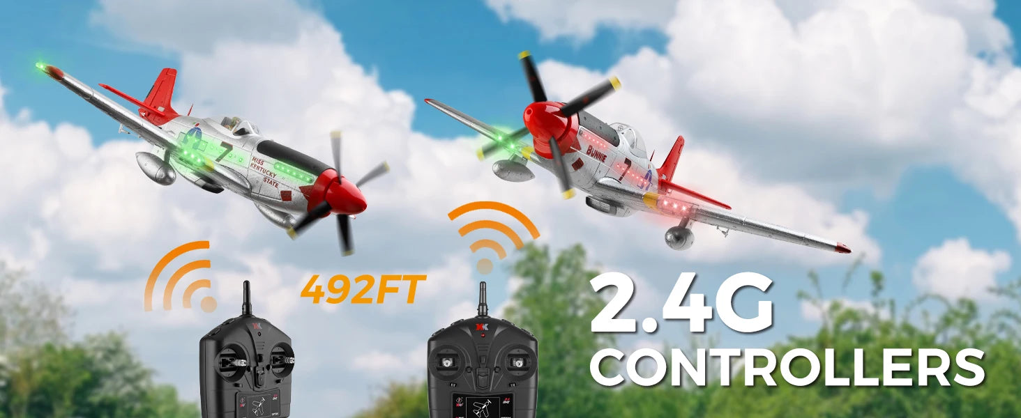 WLtoys XK A280 RC plane,P51 Mustang 4-CH RC Airplane with Lights,6G/3D Brushless Remote Control Airplane,Suitable for adults