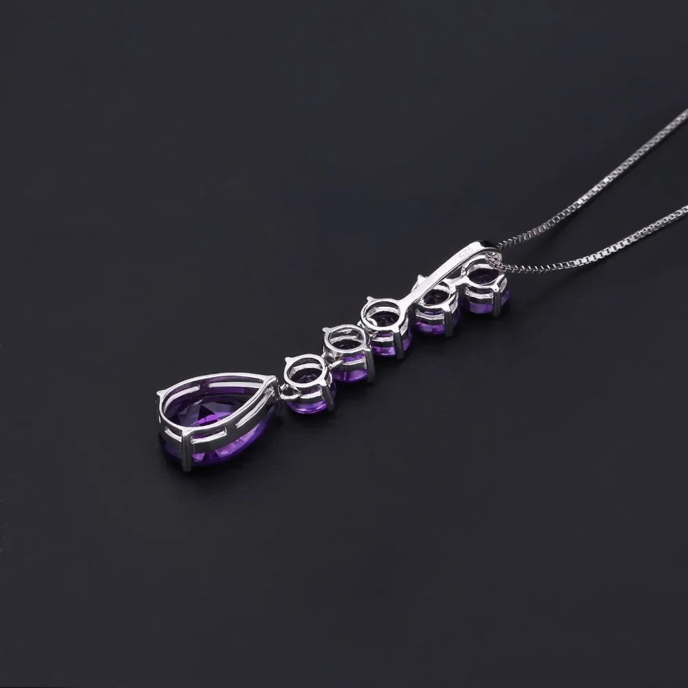 GEM'S BALLET 8.70Ct Natural Amethyst Long Pendant 925 Sterling Silver Gemstone Necklaces & Pendants For Women Fine Jewelry