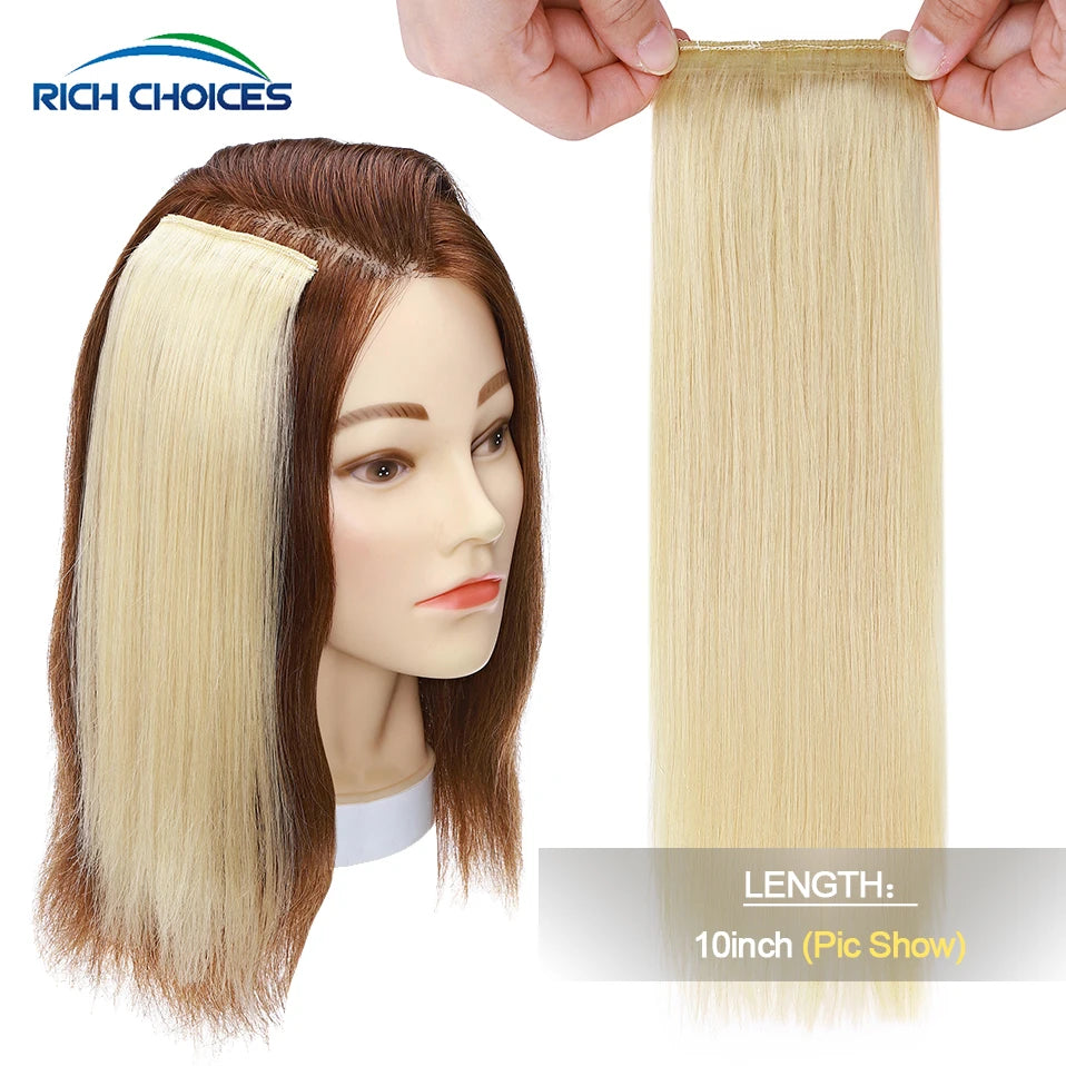100% Human Hair Topper Invisable Straight Hair Pads Clip In One Piece 2Clips Increase Hair volume Hair Extensions Top Side Cover