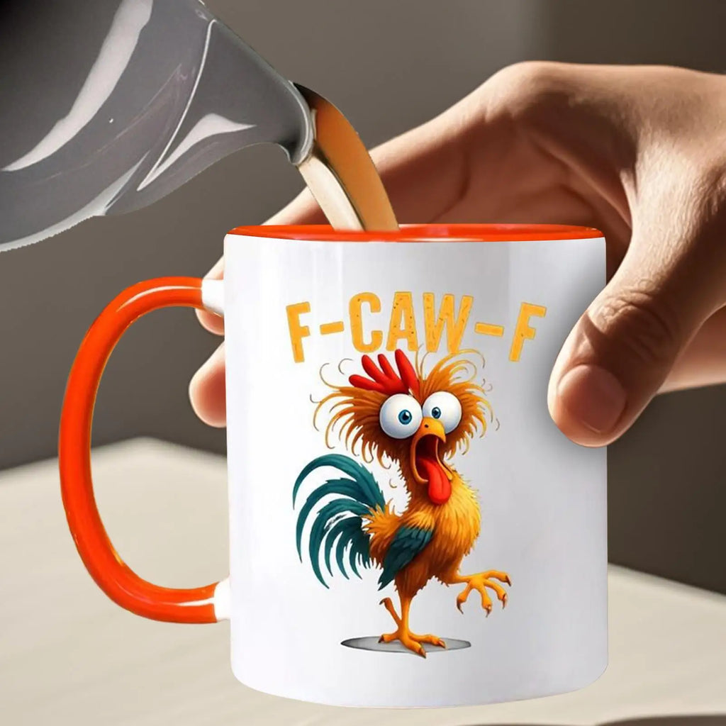 Coffee Mug Ceramic Funny F-Caw-F Chicken FCAWF Coffee Cup Mugs Farmhouse Themed Mug Animal Tea Cup Christmas Gift For Friends