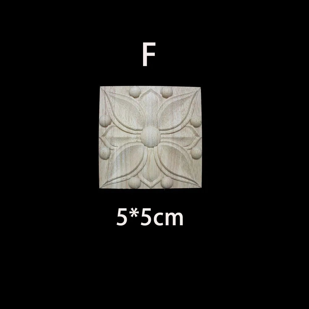 Unique Natural Floral Wood Carved Onlays and Appliques Wood Figurines for Decor Home Decoration Accessories wood furniture decal