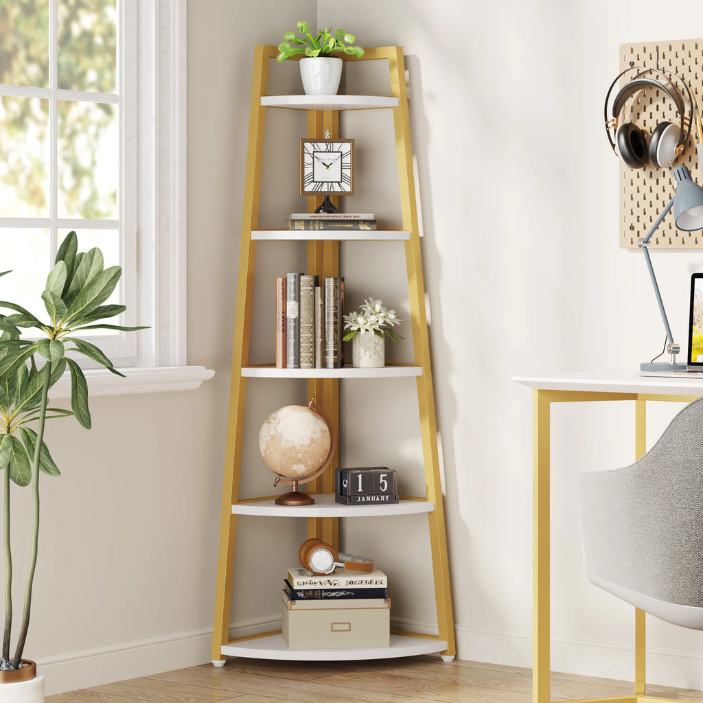 Tribesigns Bookcase Corner Book Shelf Rack Wood Bookshelf Storage Shelves
