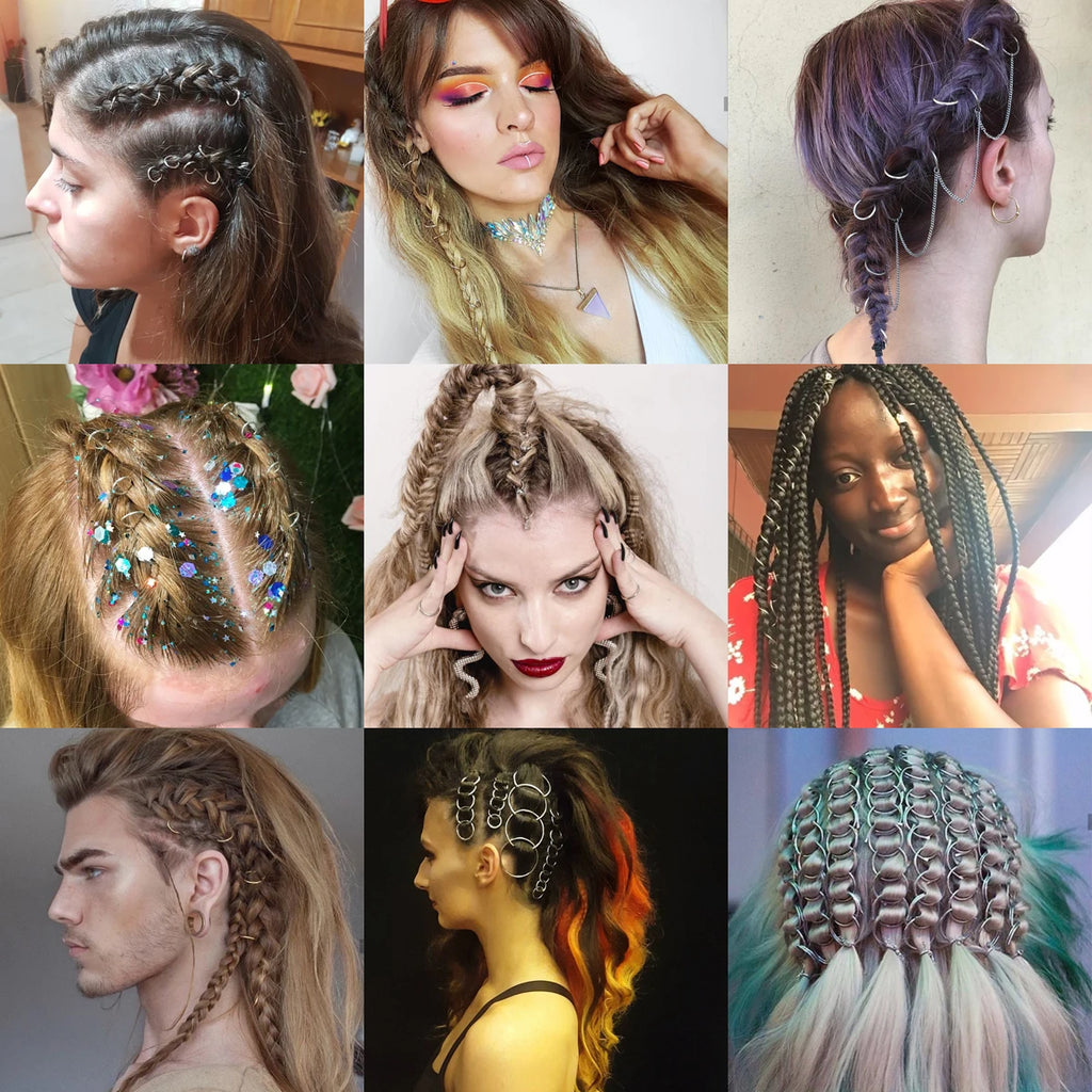 Hair Braid Rings Accessories Clips Dreadlocks Beads Set Color Gold and Sliver 50pcs