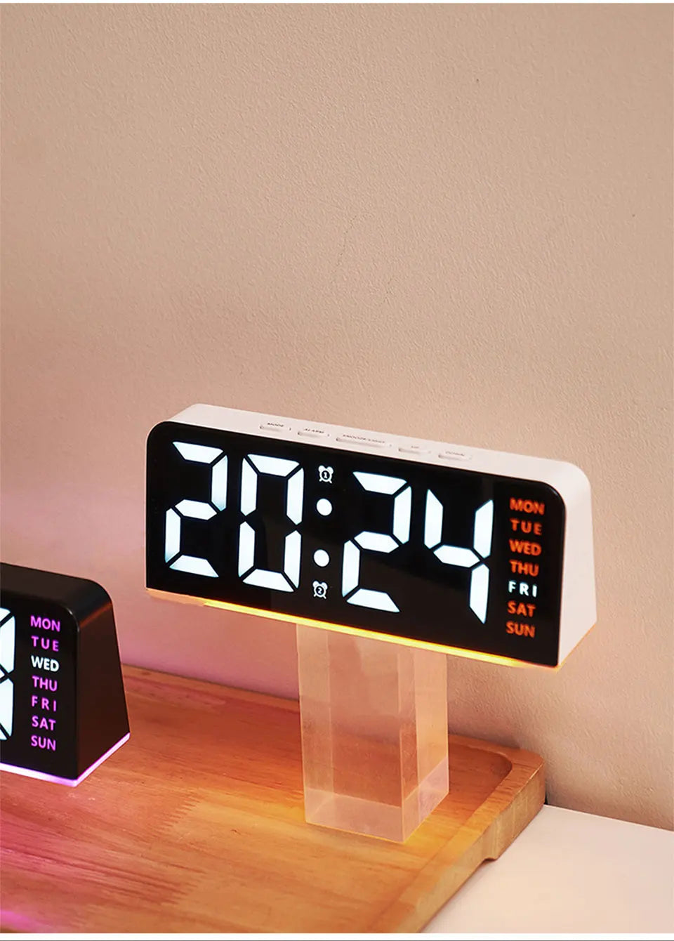 Digital LED Alarm Clock Desktop Table Clock Night Light with Time Temperature Display Backlight Snooze Clock Modern Decor