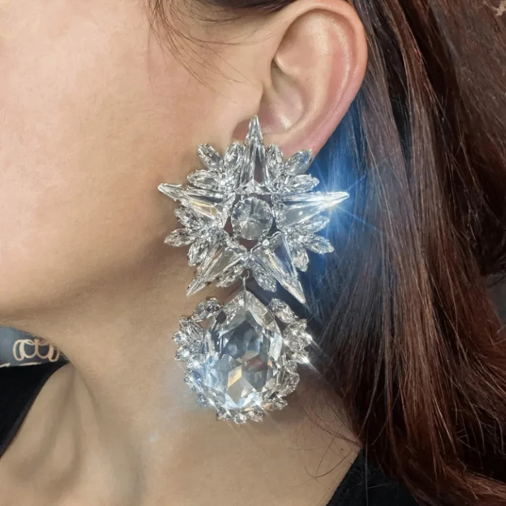 Stonefans Geometric Dangle Earrings Statement 2024 Trend Elegant Jewelry Party Accessories Bridal Festival Wedding for Women