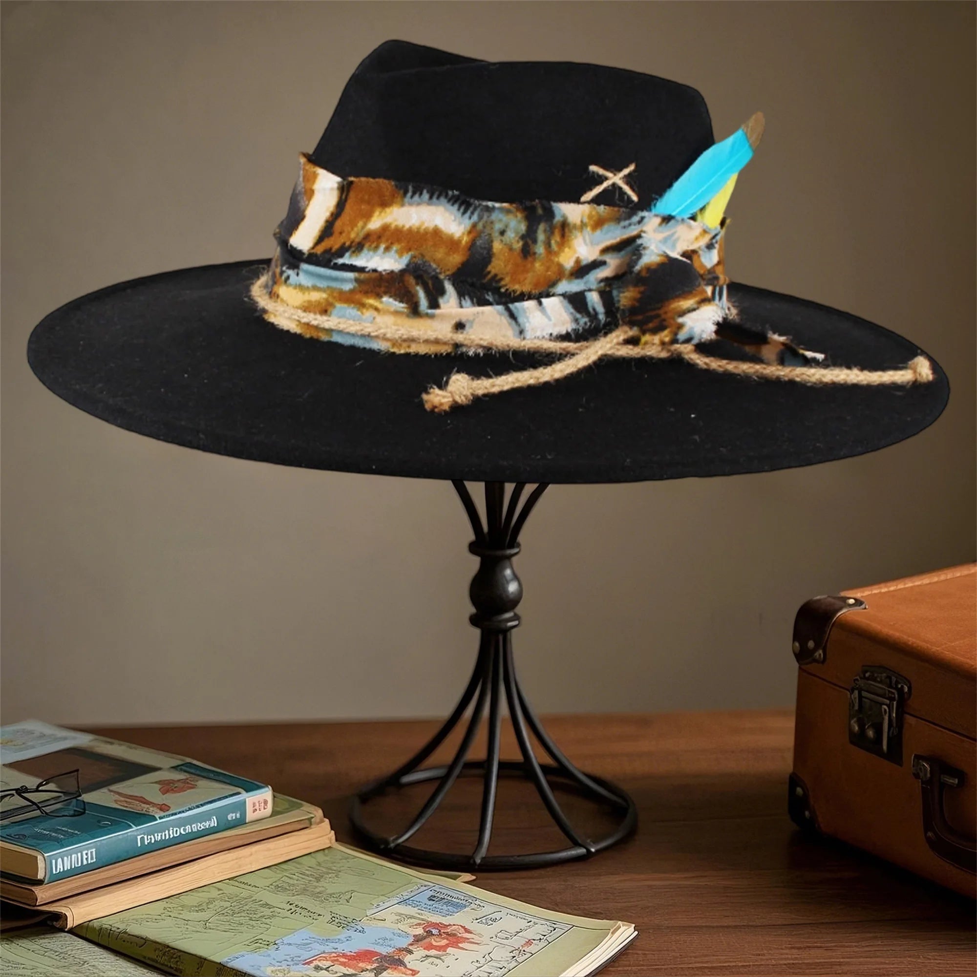 Classic Wool Fedora Hats for Women and Men Retro Wide Brim Trilby Hat with Vintage Feather Detail