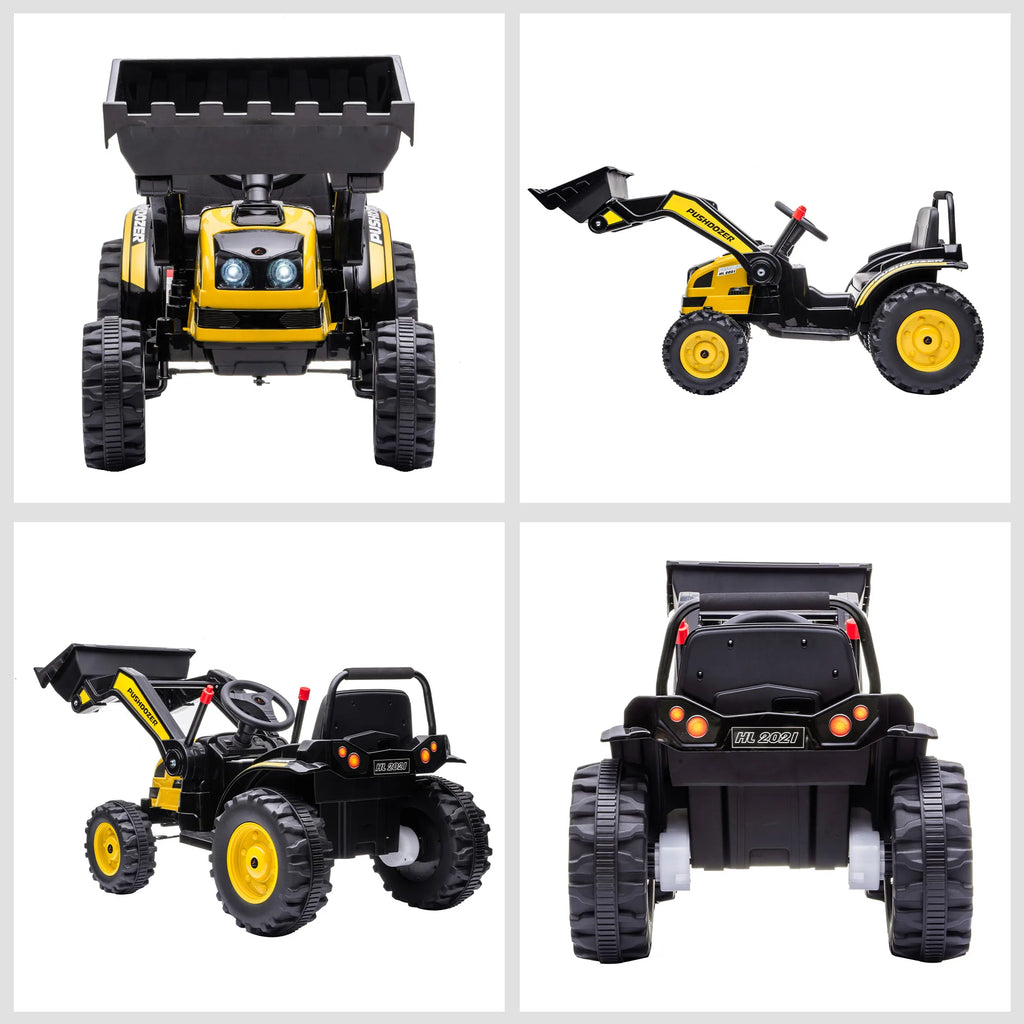 Electric Kids' Ride-On Construction Excavator, Rechargeable Tractor Toy, Yellow