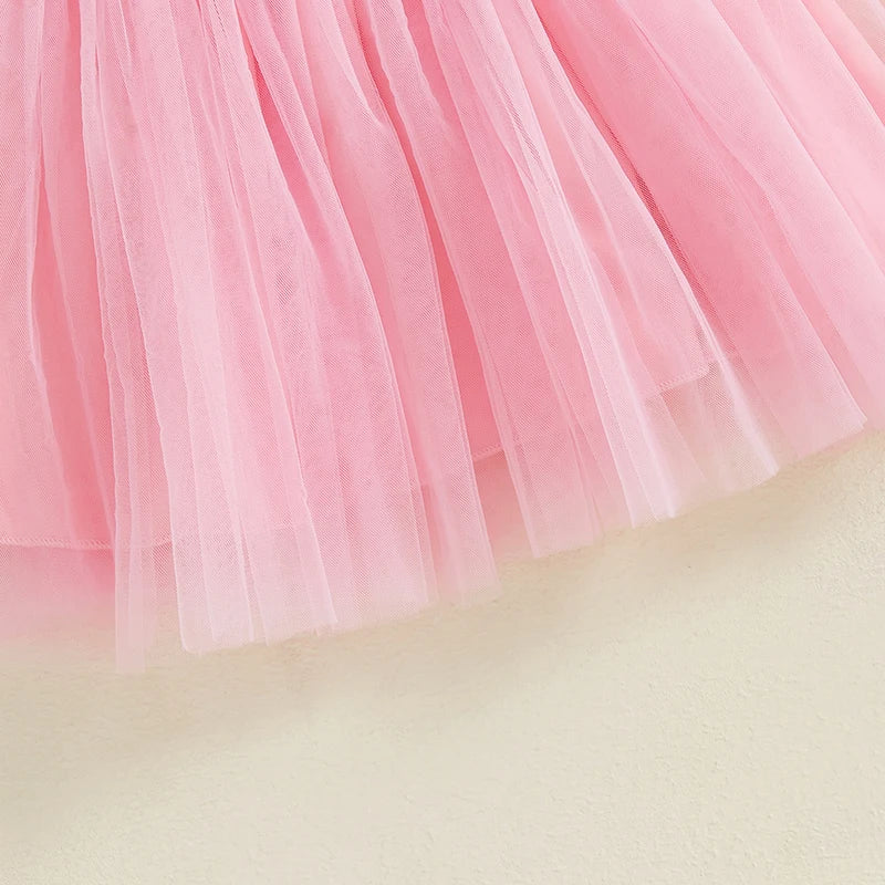 Adorable Baby Girls Easter Outfit Sleeveless Bunny Print Suspender Dress with Tulle Skirt for Spring and Summer Celebrations