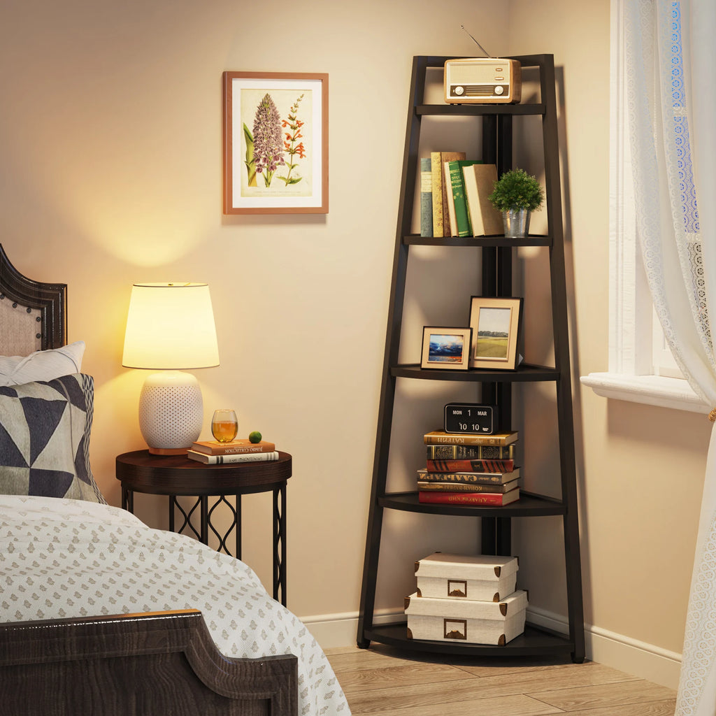 Tribesigns Bookcase Corner Book Shelf Rack Wood Bookshelf Storage Shelves